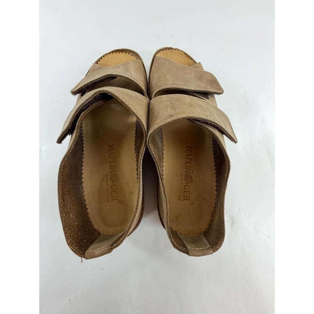 Haflinger Andrea Tan Brown Leather Adjustable Strap Sandals Women 40 Germany